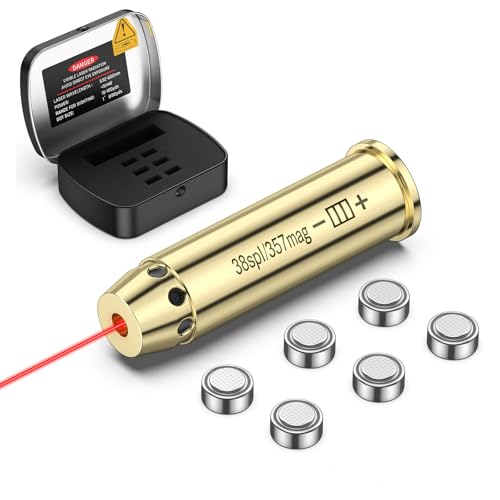 MidTen Bore Sight Laser for .38spl/.357mag Red Dot Boresighter 38 Special Laser Sight with 2 Sets of Batteries