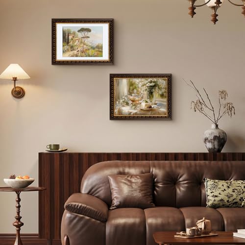 Image of Golden State Art, 10X14 Ornate Finish Photo Frame With White Mat for 8.5x11 Picture & Real Glass, Color: Dark Brown With Gold