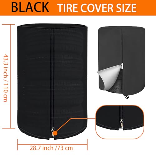 Image of Large Tire Cover for Seasonal Storage,28 inch Tire Cover Diameter,Waterproof Dust-Proof High-Strength 420D Tire Cover,Universal Indoor Outdoor (Holding 4 Tires Stacking,Black)