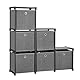 SONGMICS Steckregal 6 Würfel Aufbewahrungssystem mit 6 Stoffboxen DIY Schrank multifunktional mit robustem Metallrahmen Gummihammer 105 x 105 x 30 (B x H x T) Schwarz LSN66BK