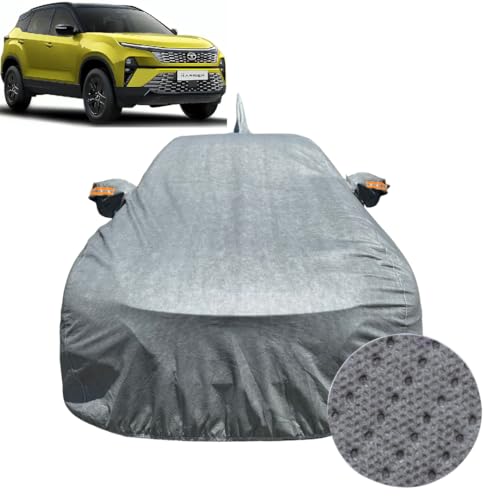 Image of Car Cover for Tata Harrier /Harrier EV (2019-2026) | 100% Waterproof Cover with Antenna & Reflective Mirror Pockets | Dustproof, Scratchproof, Heatproof Car Cover |Soft Cotton Lining| Grey