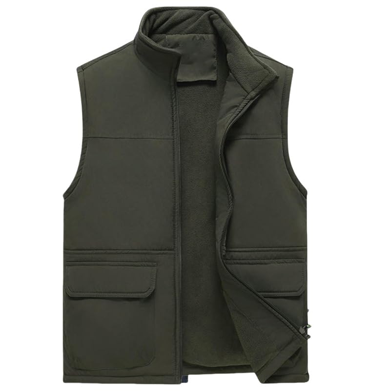 Chaleco con forro polar USTZFTBCL para evitar el frío corporal en ancianos con bolsillos grandes