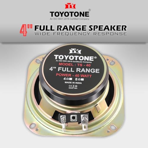 Image of TOYOTONE 3 inch Inch Full-Range Speaker | Dual Cone | 20W Nominal | 40W Max | 4-Ohms | Copper Coil | 53mm Dual Magnet | High Sensitivity | Ideal for Home & Car Audio (Pack of 2) (4 Inch)