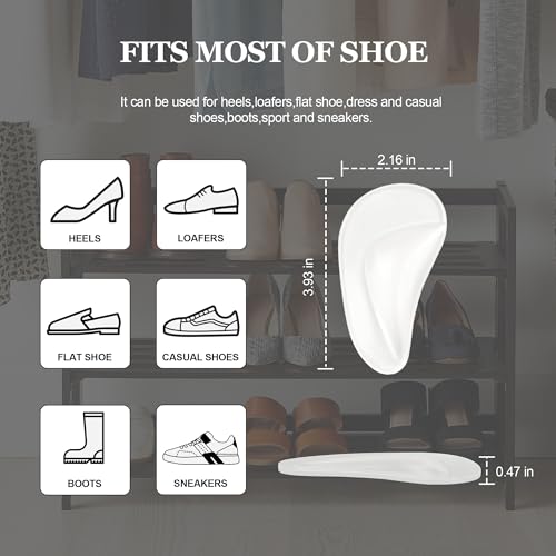 Image of 6 Pairs Arch Support Inserts for Women & Men, Reusable Arch Support Cushions for Plantar Fasciitis Relief, Shoe Insoles for Flat Feet, Sandals, Heels, Work Shoes
