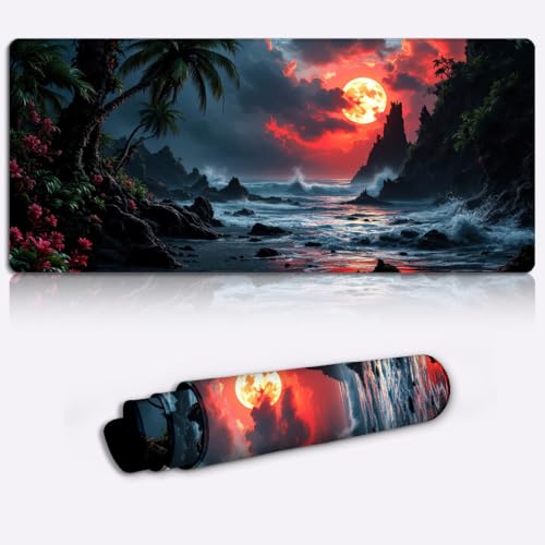 LJSPTU tropisches gotisches Paradies Digital bedrucktes Mauspad rutschfeste Unterseite Büro- und Heim-Neuheit, bedrucktes Schreibtisch-Accessoire Gaming-Schreibtischunterlage 600 * 350 * 4mm