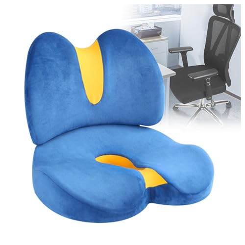 Cojin Lumbar Coche, (Cojin Coxis+Cojin Respaldo) Protector De Cadera, Desmontable, Espuma De Memoria, Respirable, Anti EstréS, CojíN Silla Gaming, Dispositivo para Aliviar La CiáTica,Blue