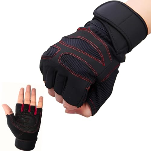 Image of PulseITGripGloves Weightlifting Gloves for Men & Women | 12-Inch Wrist Wrap Support & Anti-Slip Padded Palm | Gym Gloves for Workout, Powerlifting, Strength Training & Heavy Lifting | Black, L