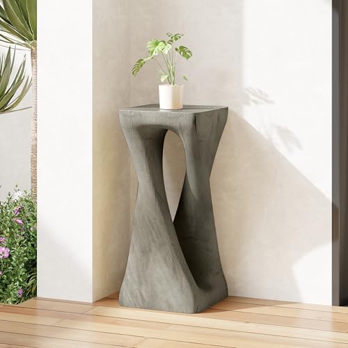 Kootlena MGO Twist Shape Design Side Table, 12.5" Vintage Magnesium