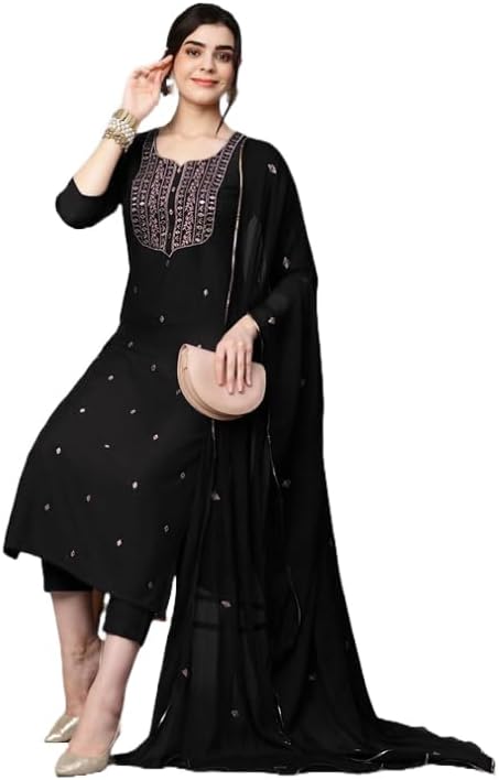 GoSriKi Women KASTURI BLACK-APL-GS_51477 Kurta with Pant & Dupatta (pack of 1)