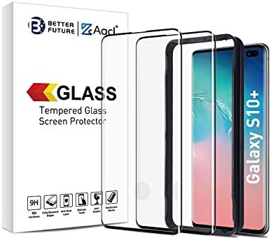 AACL Glass Screen Protector for Samsung Galaxy S10 Plus,6.4-Inch,2 Pack,Curved Tempered Glass,Compatible with Ultrasonic Fingerprint Scanner,Black