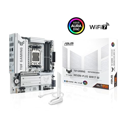 Image of ASUS TUF Gaming B850M-PLUS WIFI7 W Motherboard Socket AMD AM5 (Micro-ATX, DDR5, PCIe 5.0, 3X M.2 Slots, Realtek 2.5Gb Ethernet, Rear 20Gbps Type-C, Front USB 10Gbps Type-C)