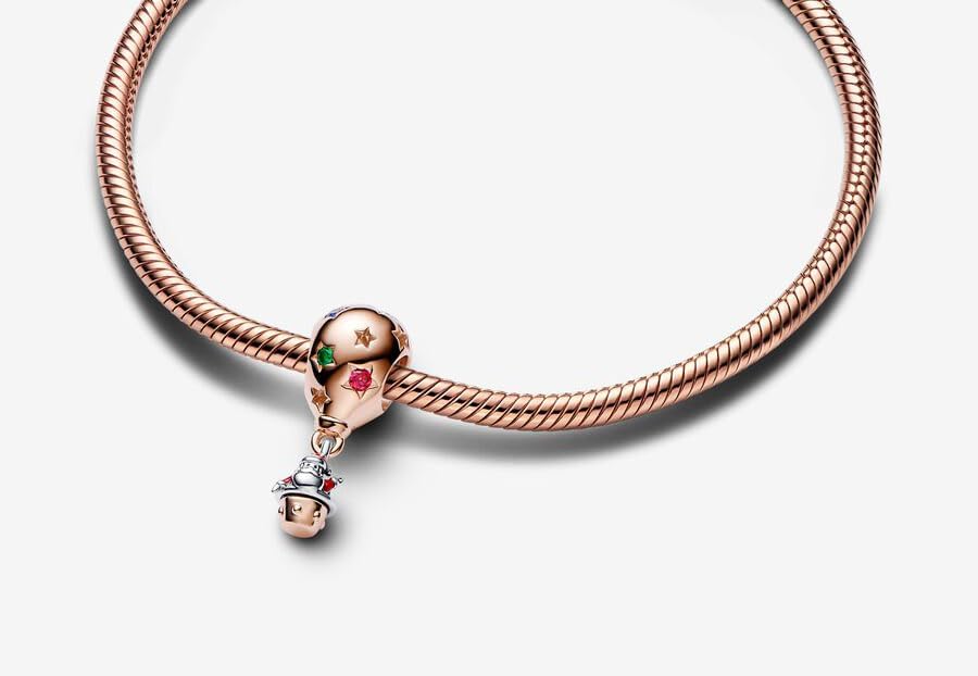 Two-tone Santa Claus in Hot Air Balloon Charms Christmas Compatible for Pandora Bracelets and Necklaces Jewelry Women's Bead Charms 925 Sterling Silver Dangle - Image 3