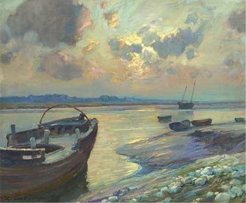 Poster image affiches et gravures impression sur toile coucher de soleil estuaire 60x90