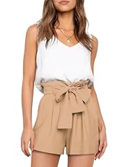 C-white Top & Khaki Wide Leg Short