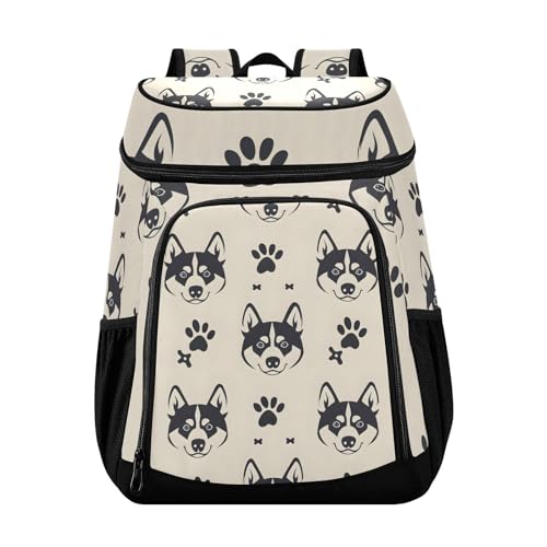 Husky Dog Claw Pet Cooler Backpack Cooler Insulated Leak Proof Lunch Backpack 36 Cans Waterproof Soft for Men Women Picnic Hiking Camping Beach