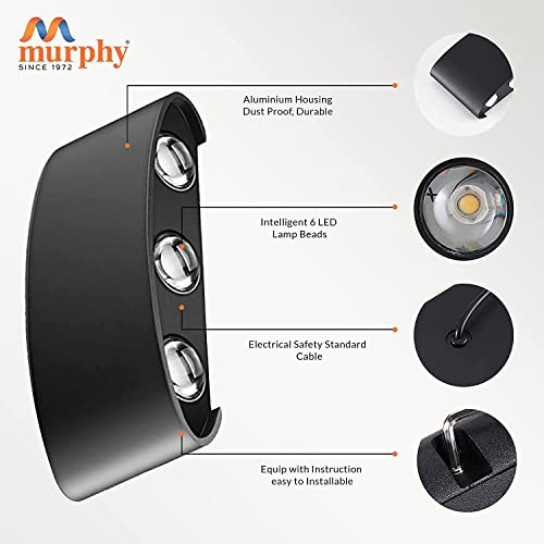 Image of Murphy 6-Watt Sixer U-Shape Up Down Outdoor LED Wall Light with Aluminium IP65 Grade Waterproof Body (Multi Color, Pack of 2)