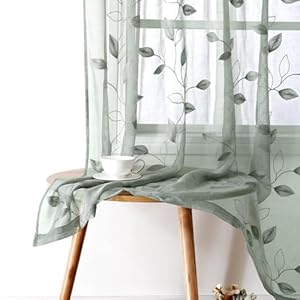 HOMEIDEAS Sage Green Sheer Curtains...