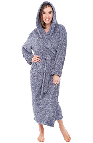 Image of Alexander Del Rossa Womens Fluffy, Fuzzy Robe for Women,Women's Long Hooded Robes, Plus Size