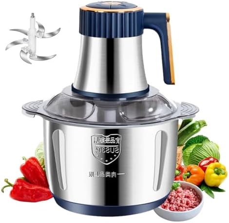 Multifunctional Stainless Steel Meat Grinder - 5L Capacity Fully Automatic Electric Food Chopper with Container, Ideal for Home Cooking, Blue