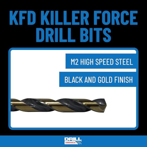 Image of Drill America 25 Piece Metric Killer Force Drill Bit Set in Round Case, Jobber Length, Heavy Duty, High Speed Steel Bits for Metal, Wood, Plastic, Sizes 1mm to 13mm by 0.5mm, KFD Series ZMKFD4025-PC