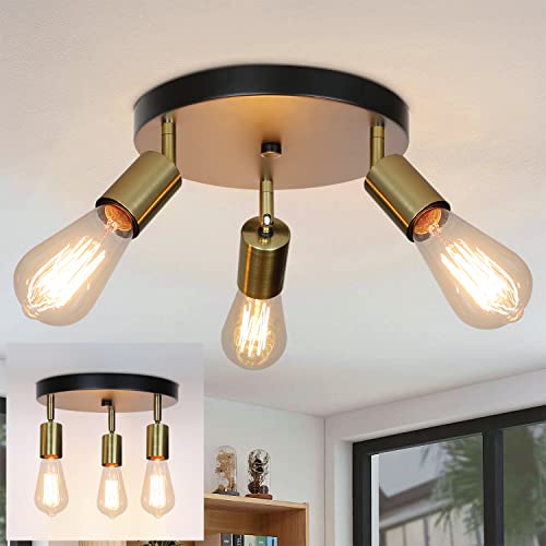 CBJKTX Deckenlampe Vintage 3 Flammig Deckenstrahler - Rund Deckenleuchte...