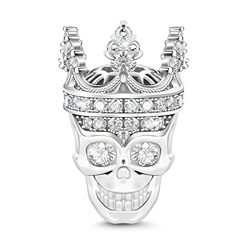 Image of GNOCE Skull Charm Bead Silver Pendant Dangle Charms fit Bracelet /Necklace Jewelry Gift for Women Men