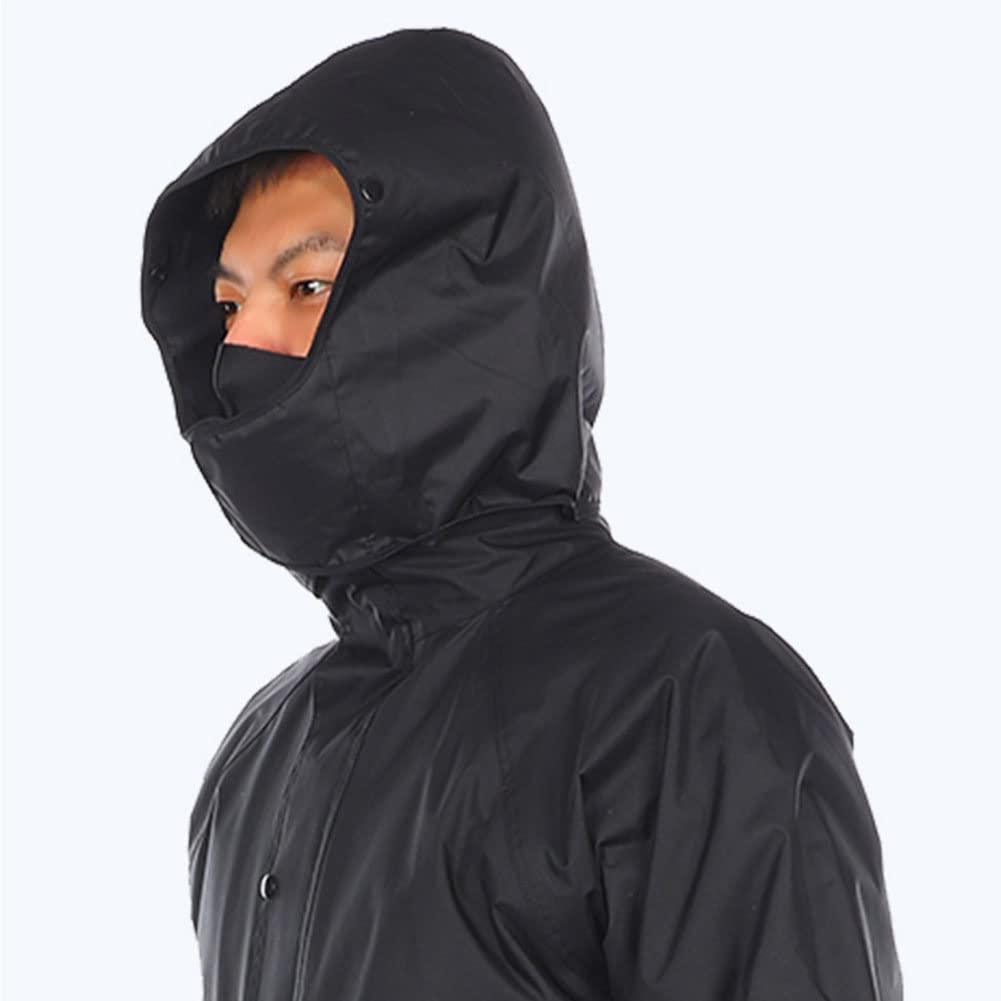 Chubasquero Largo para Hombre Poncho de Lluvia Reutilizable Impermeable con Capucha Chaqueta para la Lluvia Abrigos de Lluvia Reflectantes para Acampar en la Lluvia Senderismo Pesca (Negro M)
