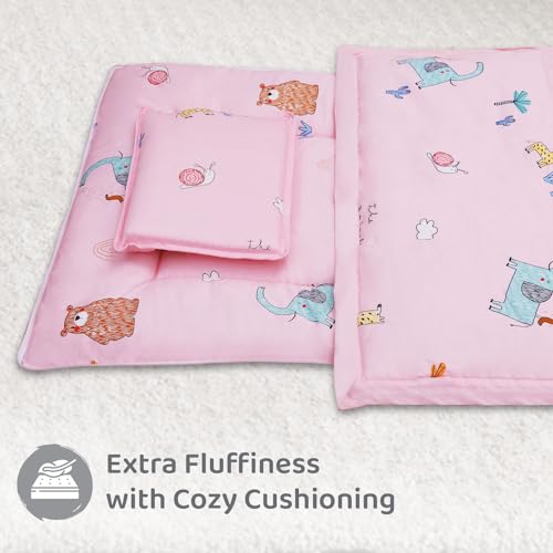 Image of R for Rabbit Snuggy Cozy Baby Bedding Set, 100% Cotton Portable Mattress Set for Newborn, Travel-Friendly Soft Toddler Bed 60x85 cm, Bed, Pillow & Blanket Set of 3 Pieces for 0-12 Months (Blush Pink)