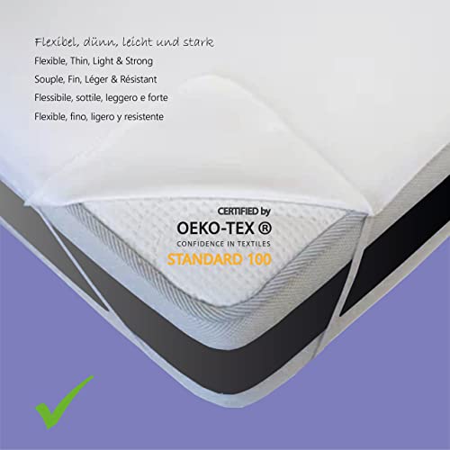 Twillie, Waterproof Mattress Protector 150 x 200 cm with 4 Elastic Bands, Oeko Tex® Certified, Ultra Thin, Ultra Resistant - Image 3