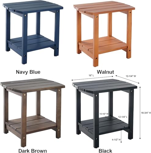 Wideluck KC-SIDE TABLE-806 Adirondack Side Table, Double Outdoor Side Tables 16.5 Inch Solid End Tables, Small Outdoor Coffee Table Porch Table Pine Wood Weather Resistant thumb #2