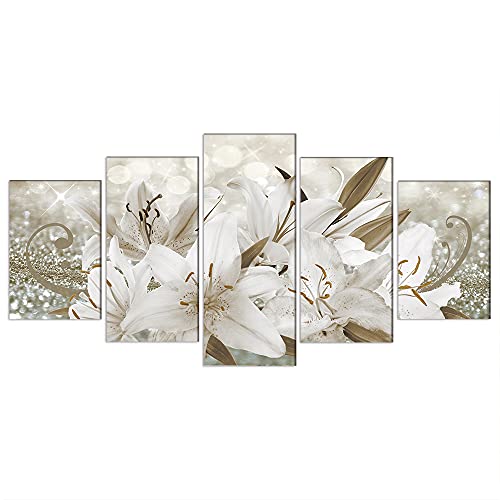 LUDUHU White Orchid Flowers Canvas Print - Abstract Floral Wall Art Painting Decor for Home Decoration Artwork Picture Bedroom (B,Oversize 40x20inch) — view 4