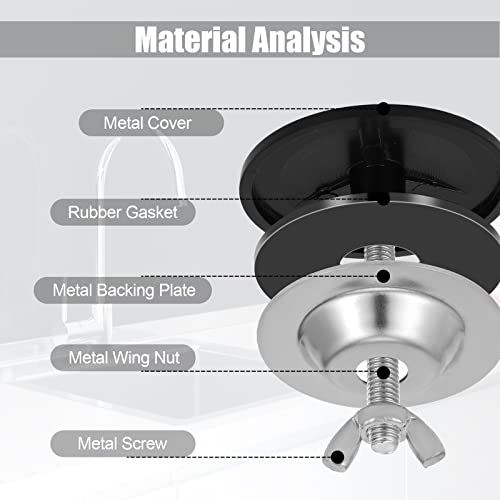 Tappo Copriforo Lavello Cucina, 5cm Nero Acciaio