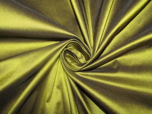 100% Pure Silk Taffeta Fabric Iridescent Yellow x Black Color 54