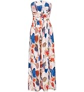 GRACE KARIN Women Strapless Casual Loose Ruched Long Maxi Dress with Pockets