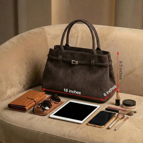 Bolso Tote de Mujer en Gamuza con Herrajes Dorados miniatura 4