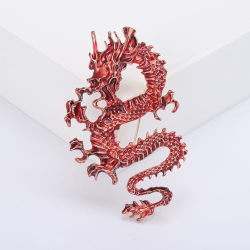 Image of Dragon Brooch Pins for Women, Chinese Dragon Brooch Pin, Lucky Dragon Talisman Brooch Lapel Pin, Bohemian Dragon Brooches Pins for Women Hat Bag Suit Dress Accessories