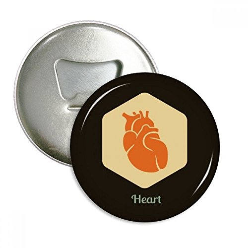 Cadeau aimants frigo cœur anatomique avec ouvre-bouteille badge
