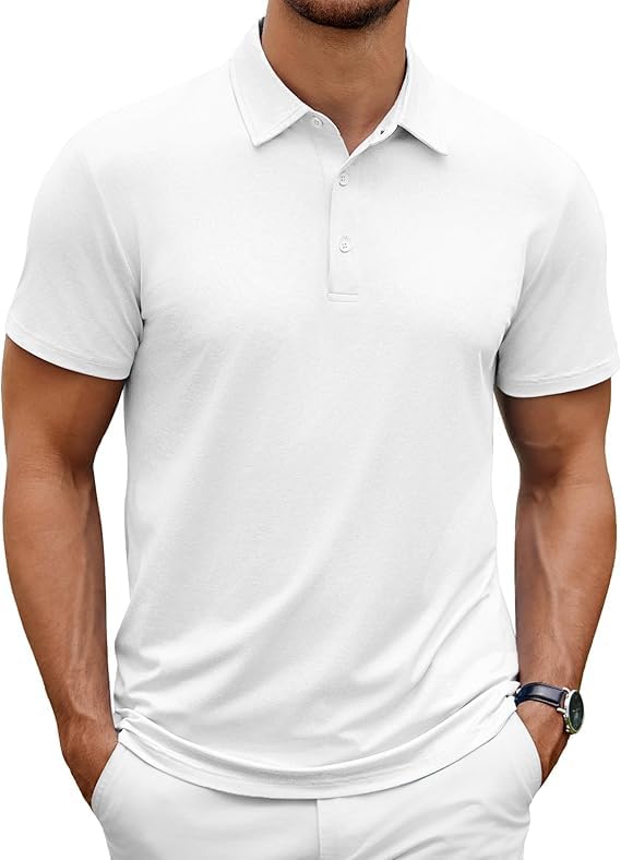Polo de golf COOFANDY anti-auréoles blanc XL à séchage rapide pour homme