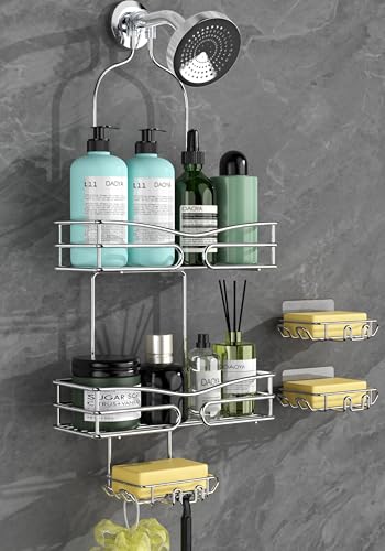 DAOYA Over the Shower Head Caddy - 2-Tier Shower Caddy Hanging with 2 Movable Soap Holder, Stainless...