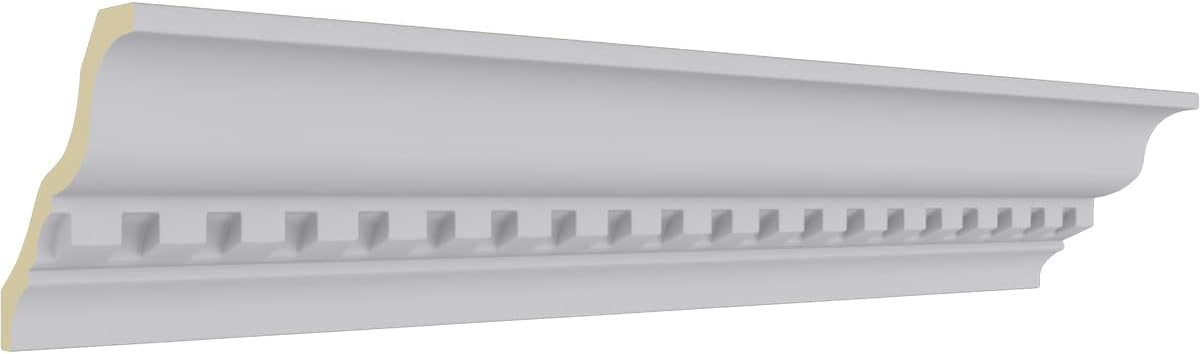 Endurathane Dentil Crown Moulding, 3 1/4"H x 3 1/4"P x 4 3/8"F x 94 1/2"L, Factory Primed (8-Pack)