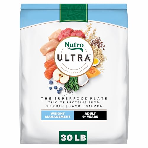 Nutro Ultra Adult Weight Management Dry Dog Food, Chicken, Lamb and Salmon Protein Trio, 30 lb. Bag