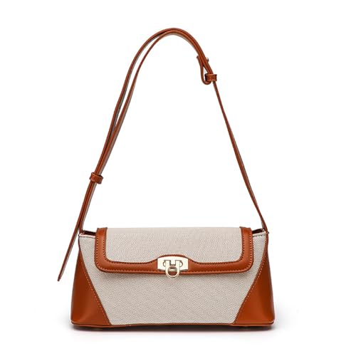Image of Small Shoulder Bag for Women, Retro PU Leather Underarm Bag Top Handle Hobo Tote Clutch Handbag Purse with Buckle Closure