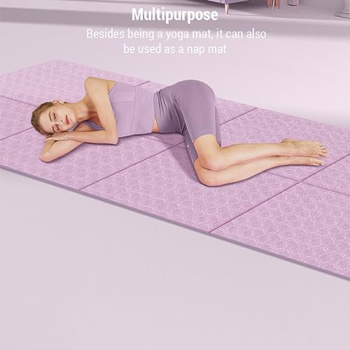 Tapete de yoga,mewmewcat Tapete de ioga dobrável Tapete de pilates TPE dobrável Tapete de treino ant