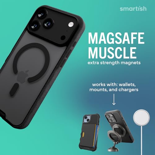 Image of Smartish iPhone 17 Pro Max MagSafe Clear Case - Gripmunk Magnetic Slim Case [Lightweight + Protective] Anti-Yellowing Thin Grip Clear Cover for Apple iPhone 17 Pro Max - Clearly Black