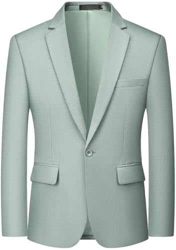 Image of MAGE MALE Men's One Button Suit Jacket Elegant Solid Color Blazers Slim Fit Lightweight Sport Coats Blazer
