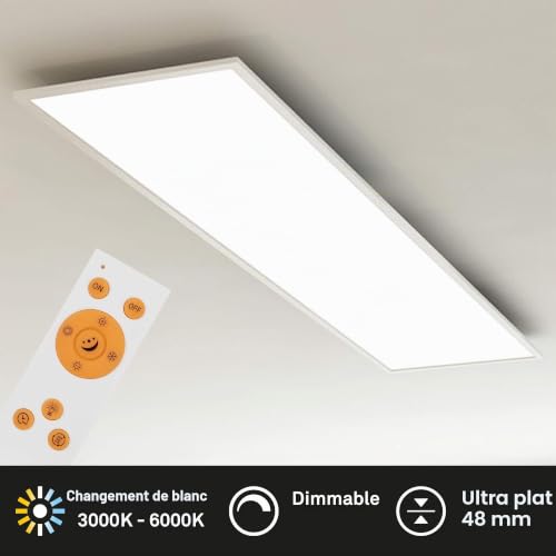 Panneau LED Briloner 36W telecommande plafonnier 3800 lm blanc dimmable - 3