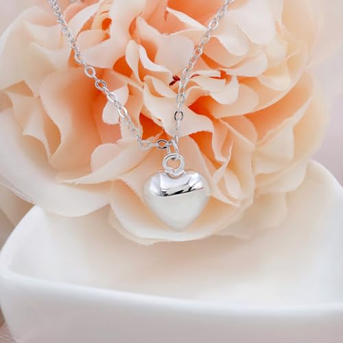 Heart Layered Necklaces for Women - Sterling Silver Adjustable Heart Pendant Necklace Stacked Bead Double Chain Charm Necklace Fashion Gifts for Christmas Birthday for Teen Girls Girlfriend Wife4