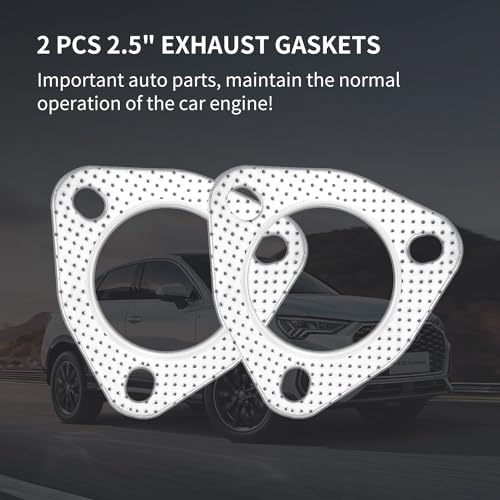 Junecarp JUNECARP-PAI QI DIAN-0905 2Pcs 2.5"Exhaust Gasket Set,3-Bolt Exhaust Flange Gasket With High Sealing,Multifunctional Car Accessories Header/Muffler/Catalytic Converter Gasket thumb #2