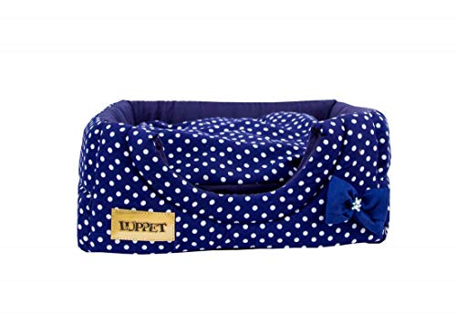 Cama Iglu e Toca Para Cachorro Luppet Luxo Azul Poa M