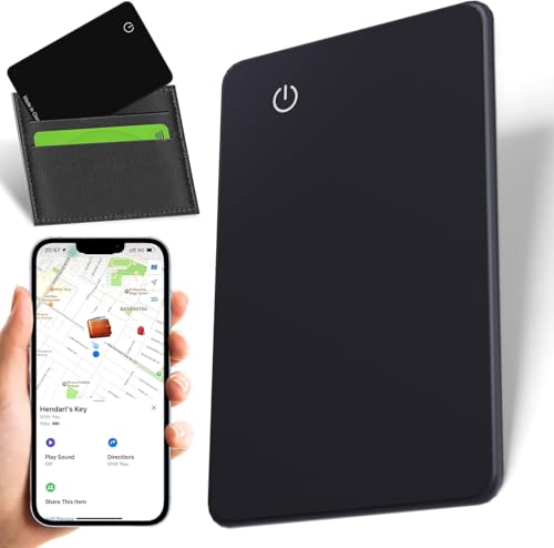 Skywin Wallet Tracker Card (Black) - Thin Wallet Locator Tracker Card for iOS Tracker Wallet Finder for Men and Women - Item Finders Find Keys, Phone, Wallet, Locate Anything